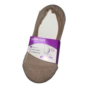 Peds Nude No Show Socks 2 Pair Cushion Gel Grip Extended Womens Shoe Size 8-12